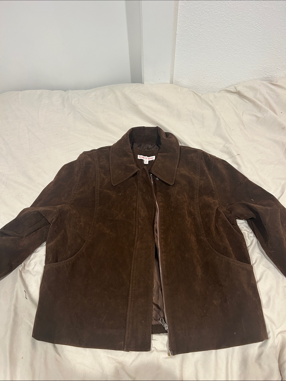 Vintage Brown Suede Zip-Front Jacket - Unbranded